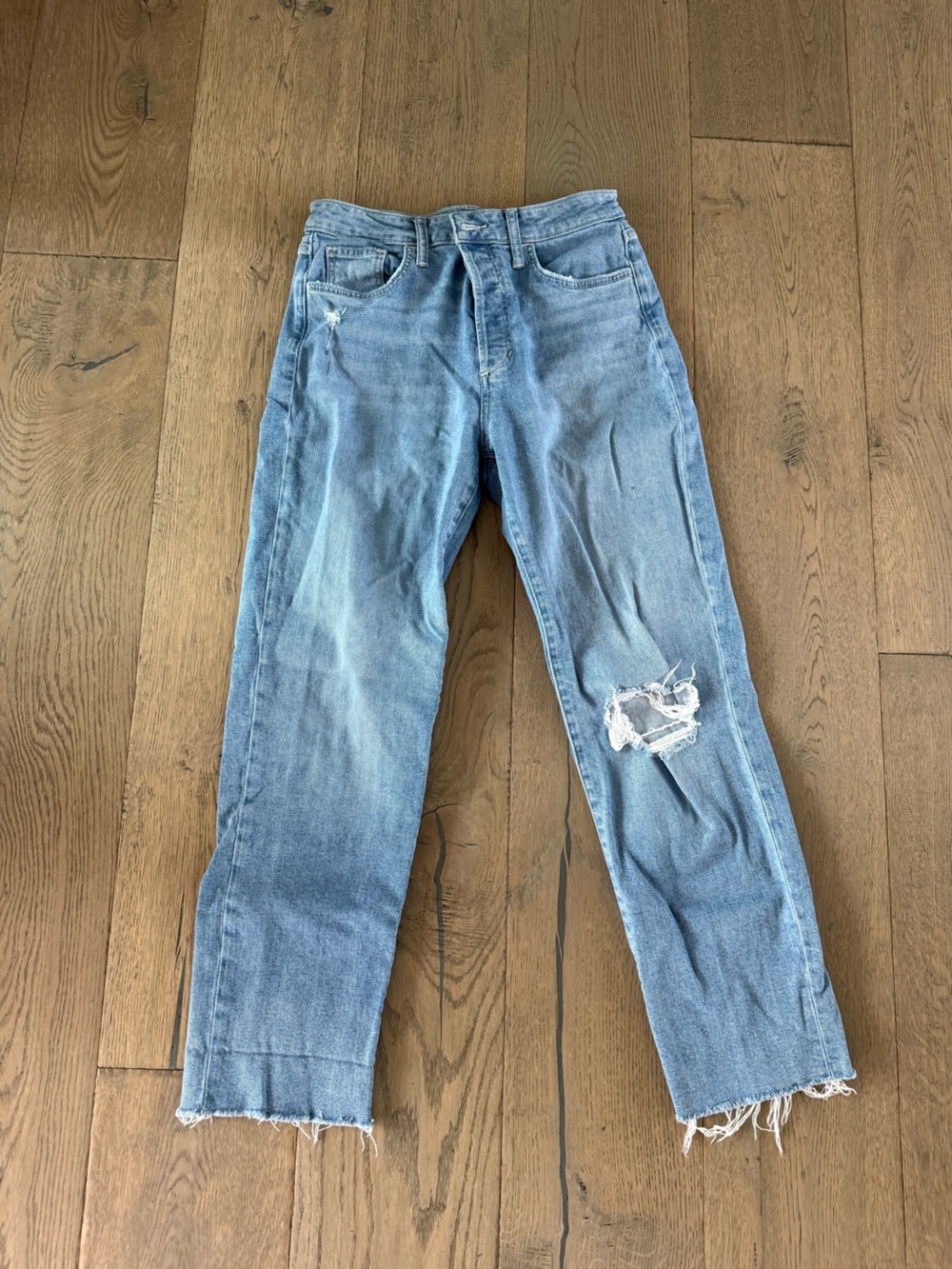 Joe's Jeans Light Blue Slim Straight Distressed Denim